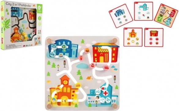 Holz-Lernlabyrinth 2-in-1 Stadt und Recycling CLASSIC WORLD 30 × 30 cm