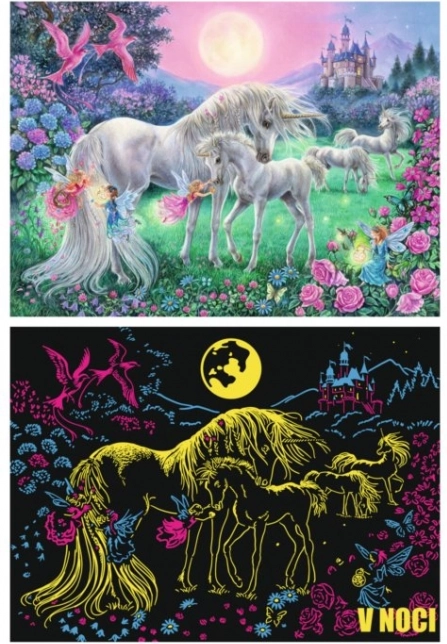 RAVENSBURGER Leuchtpuzzle Einhörner bei Vollmond XXL, 100 Teile