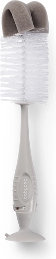 BabyOno 2-in-1-Bürste zur Reinigung von Flaschen und Saugern mit Saugnapf, grau
