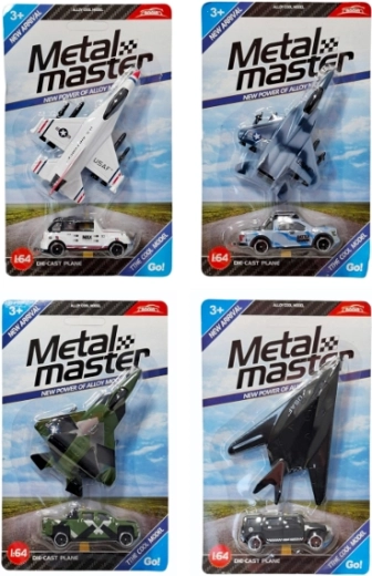 Set Militärflugzeug und Geländewagen 1:64