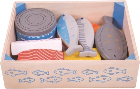 Holz Meeresfrüchte in Schachtel Bigjigs Toys