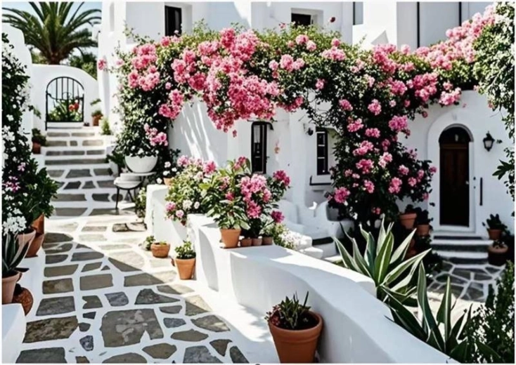 Diamantmalerei Blühendes Patio 30 × 40 cm