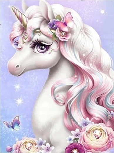 Norimpex Malen nach Zahlen Schöner Einhorn mit Blumen 40 × 50 cm