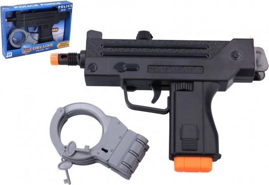 Polizei-Maschinenpistole mit Handschellen-Set