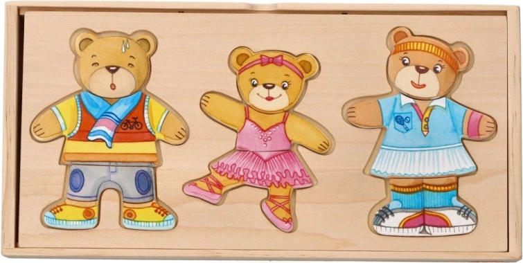 Anziehbare Bärenfamilie - Holzpuzzle