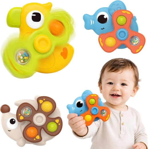 Woopie Baby sensorische drehbare Spielzeuge mit Saugnapf – Tiere, 3 Stk.