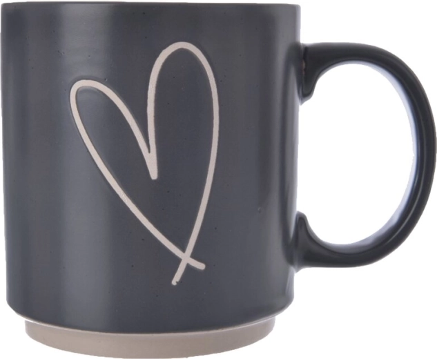 Keramikbecher mit Herz, schwarz, 400 ml