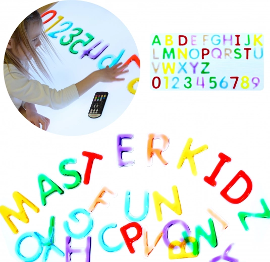 Masterkidz Montessori-Set mit Buchstaben und Ziffern für Leuchttische (36-tlg.)