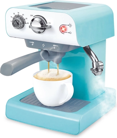 Kinder-Siebträger-Kaffeemaschine mit Licht- und Soundeffekten und Dampf 26 cm