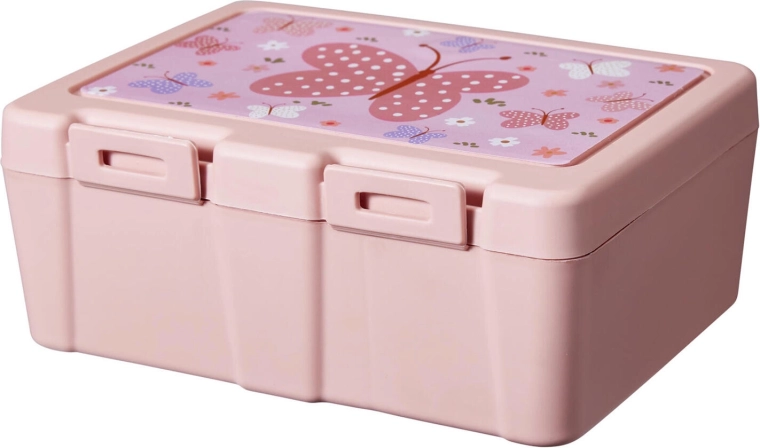 Kinder-Lunchbox mit Trennfach und Besteck 18 × 13,5 × 7,5 cm – 1 Stück