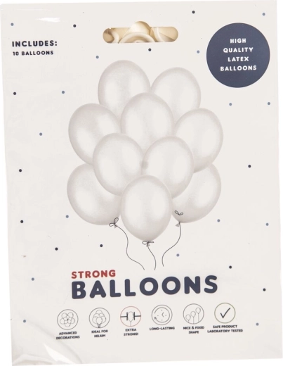 Weiße Perlmutt-Latexballons 27 cm, 10 Stk.