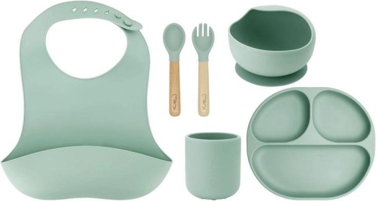 MoMi AMI Kindergeschirrset, grün, aus Silikon