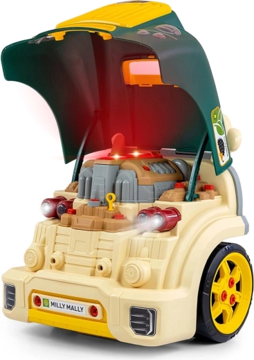 Zu öffnende Motorhaube und realistischer Motor
