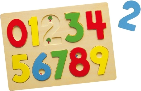 Holzpuzzle mit Zahlen 0–9