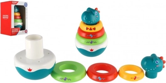 Wackelnder Dinosaurier mit Stapelringen (Pyramide) 16 cm