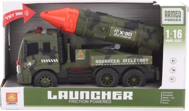 Militärfahrzeug mit Rakete auf Batterien