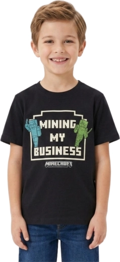 Kinder-Baumwoll-T-Shirt Minecraft Creeper grün – Größe: 122–128