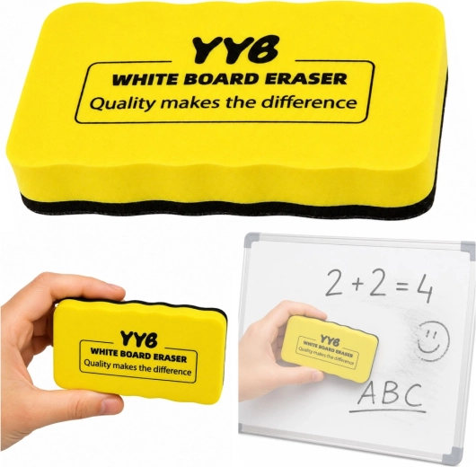 Magnetischer Tafelwischer für Whiteboard aus Schaumstoff und Filz gelb 10,5 cm – 1 Stück