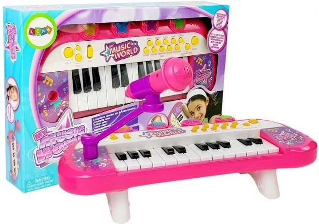 Kinder Keyboard Klavier 24 Tasten mit USB und Mikrofon in Rosa