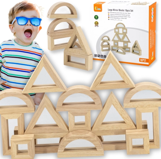 VIGA Holz-Spiegelbausteine, 16 Stk.