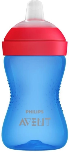Philips Avent Trinklernbecher Grippy mit weichem Trinkaufsatz 300 ml blau