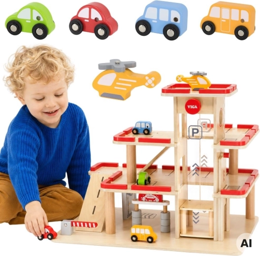 Viga städtische Holzgarage mit Aufzug und Helikopter