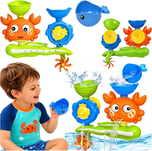 Badespielzeug mit Krabbe und Wal mit Wasserfall