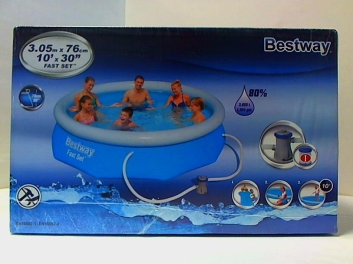 Bestway Fast Set freistehender Pool mit aufblasbarem Ring 300 × 76 cm mit Filterpumpe