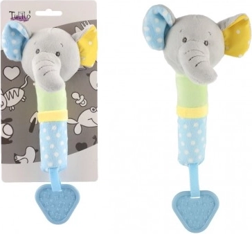 Plüschelefant mit Quietsche und Beißring, 23 cm