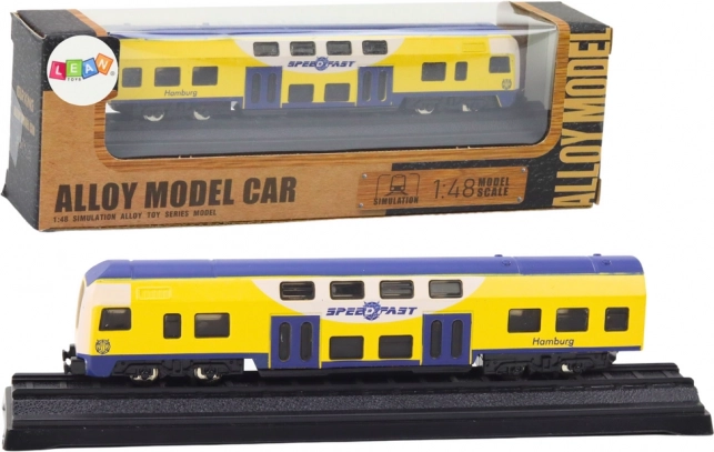 Metall-Sammlermodell eines gelb‑blauen Zuges 1:48