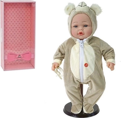 Sprechende Babypuppe Bobas 40 cm im Bären-Overall