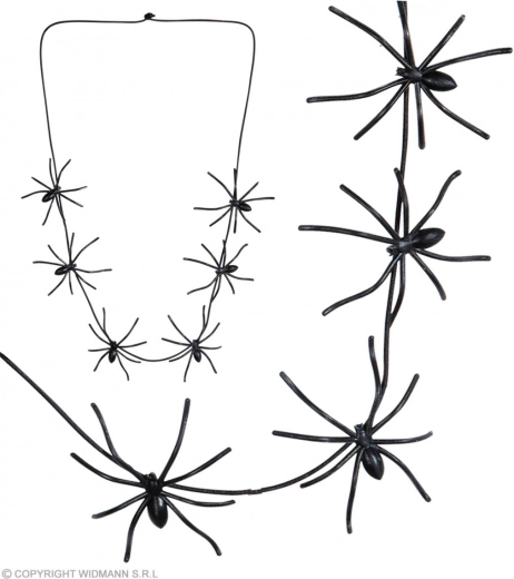 Schwarze Halskette mit Spinnen