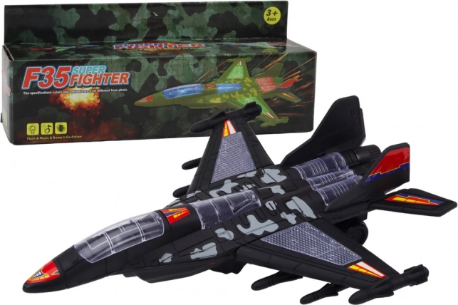 Militärischer Kampfjet F-35 mit Licht und Sound, schwarz