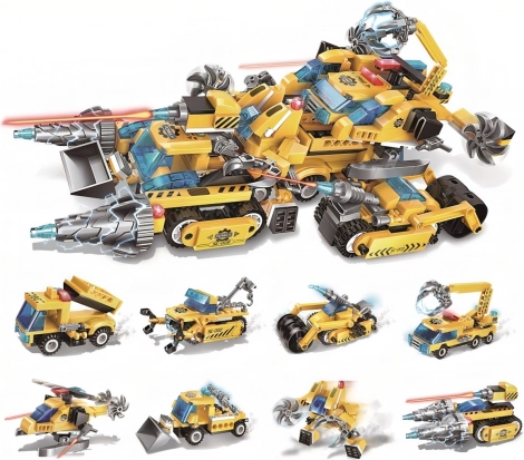 Qman The Legend of Chariot – Mini-Bausätze von Baumaschinen