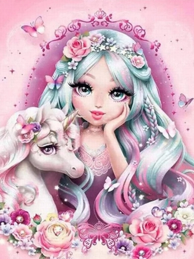 Malen nach Zahlen – Prinzessin und Einhorn 40 × 50 cm