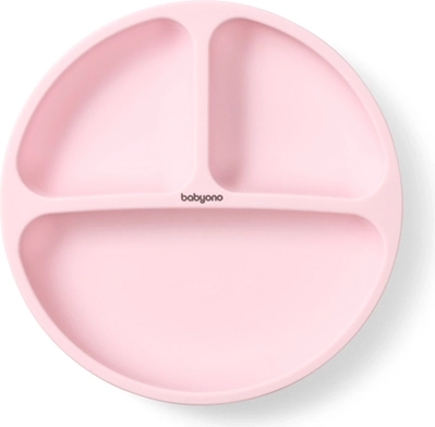 Babyono Silikonteller mit Saugnapf, rosa, 6 m+