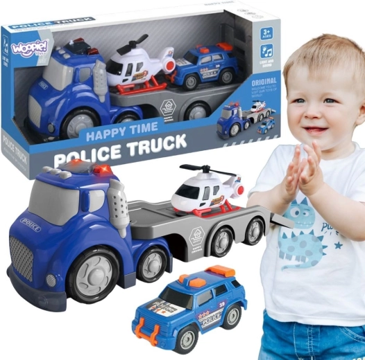 Woopie blauer Polize Abschleppwagen City Truck mit Licht- und Soundeffekten