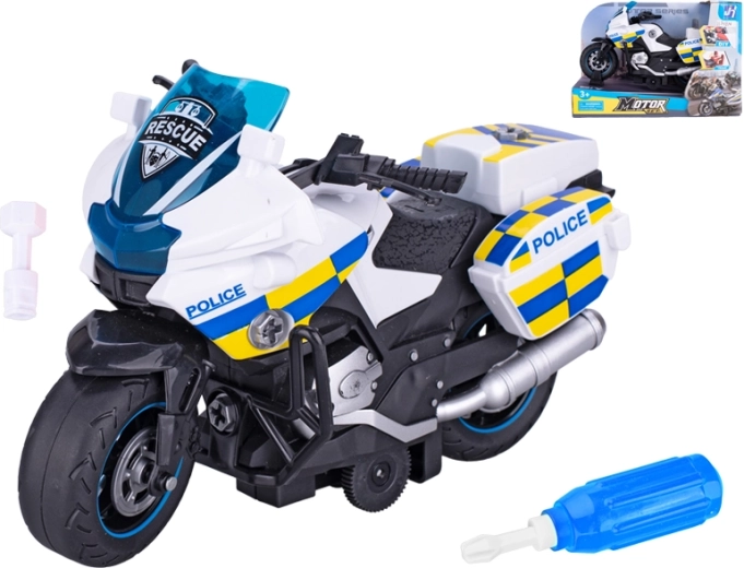 Polizeimotorrad zum Schrauben mit Schwungrad 22 cm
