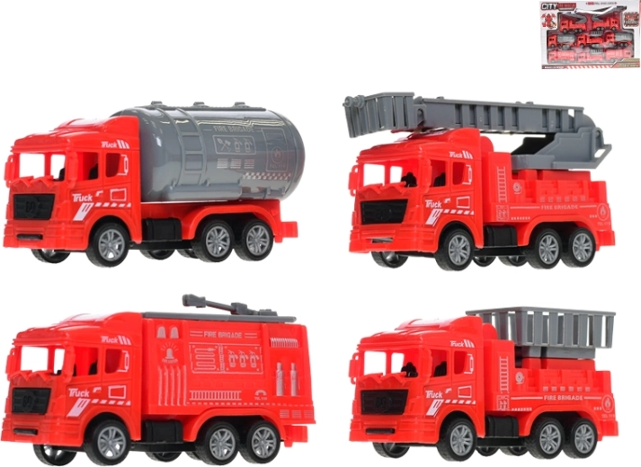 Set aus Feuerwehrfahrzeugen mit Rückziehmotor, 8 Stk.