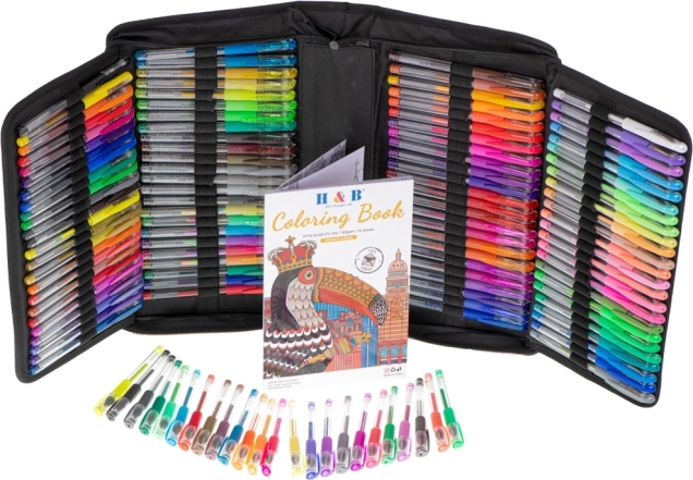 Farbige Gelstifte im Etui, 120 Stk + 120 Ersatzminen