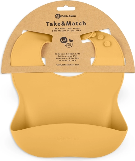 Silikon-Lätzchen PETITE&MARS Take&Match intense ochre 6m+