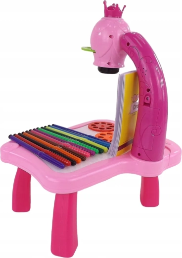 Stabiler rosa Tisch mit Zubehör