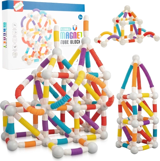 Magnetisches Konstruktionsset – bewegliche Röhrchen, 100 Teile