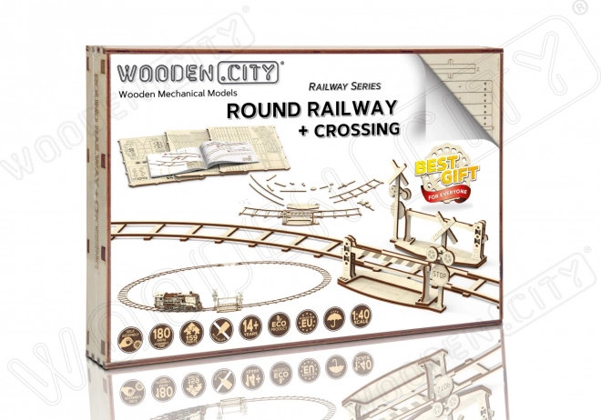 WOODEN CITY 3D-Puzzle Rundstrecke mit Bahnübergang (159 Teile)