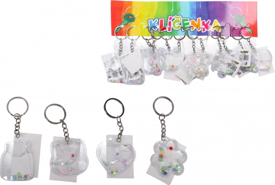 Acryl-Schlüsselanhänger mit Glitzerflüssigkeit – Motivmix