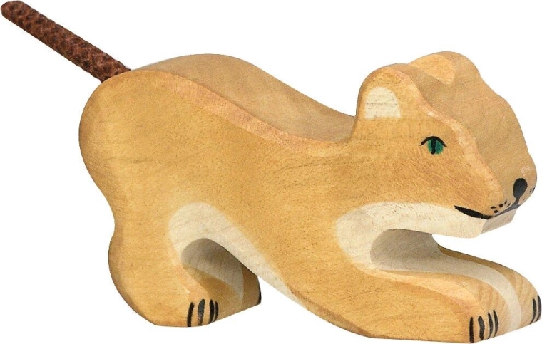 Holztiger kleines spielendes Löwenjunges – 1 Stück
