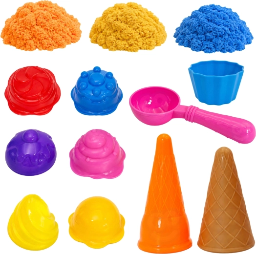 Drei Farben formbaren Sandes