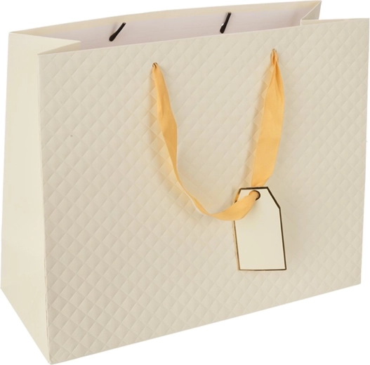 Geschenkpapiertüte Quilt Beige 31 × 12 × 26 cm