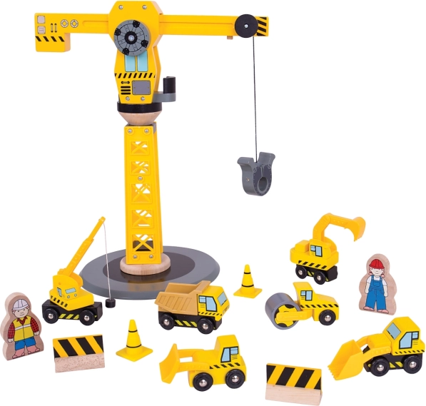 Holz-Bauset mit Kran BIGJIGS RAIL