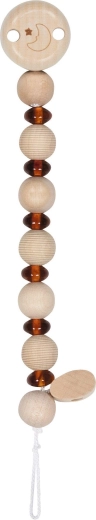 Bernsteinfarbene goki-Schnullerkette aus Holz – 1 Stück